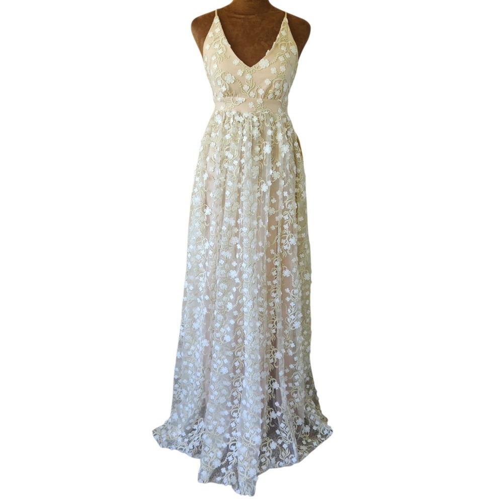 NWT Altar'd State Dress Caledonia Floral Formal Maxi XS Romantic Boho Ivory $189 - Picture 2 of 8